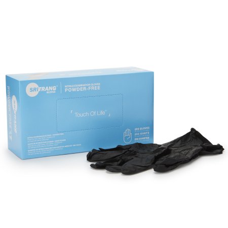 Touch of Life - Exam Glove Large NonSterile Nitrile Textured Fingertips Black Chemo Tested - 7027155