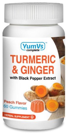 YumV's - Mineral Supplement Turmeric Curcumin / Ginger / Black Pepper Extract 250 mg - 12 mg - 100 mcg Strength Gummy 60 per Bottle Peach Flavor - 9027-06-YMV
