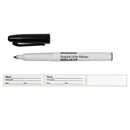 McKesson - Surgical Utility Marker with Label Black Cap - 19-0741