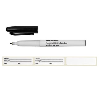 McKesson - Surgical Utility Marker with Label Black Cap - 19-0741