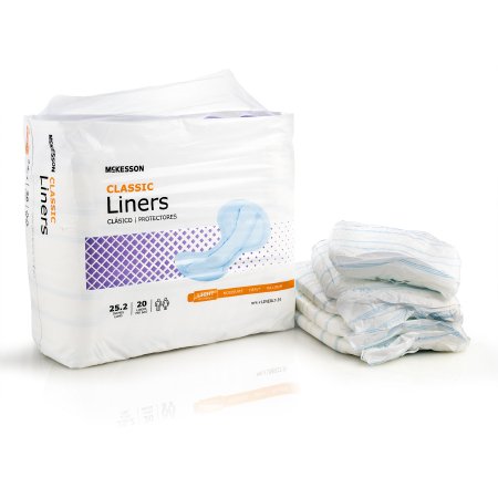 McKesson Classic - Incontinence Liner 25-1/5 Inch Length Light Absorbency Polymer Core One Size Fits Most Adult Unisex Disposable - LINERLT-34