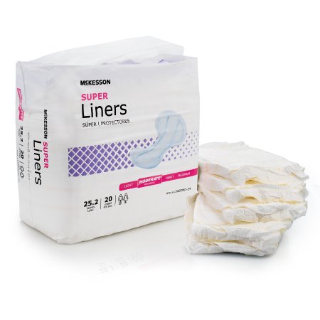 McKesson Super - Incontinence Liner 25-1/5 Inch Length Moderate Absorbency Polymer Core One Size Fits Most Adult Unisex Disposable - LINERMD-34