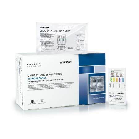 McKesson Consult - Drugs of Abuse Test 10-Drug Panel with Adulterants AMP, BAR, BZO, COC, mAMP/MET, MTD, OPI, PCP, TCA, THC Urine Sample 25 Tests - 16-DTDC10P
