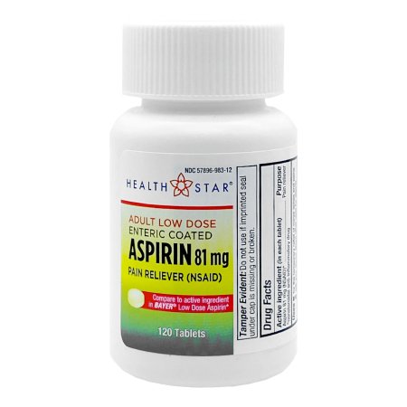 McKesson - Pain Relief 81 mg Strength Aspirin Tablet 120 per Bottle - 983-12-HST