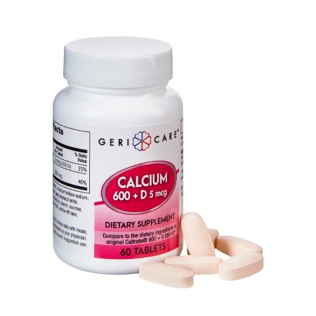Geri-Care - Joint Health Supplement Vitamin D3 / Calcium Carbonate 200 IU - 600 mg Strength Tablet 60 per Bottle - 747-06-GCP
