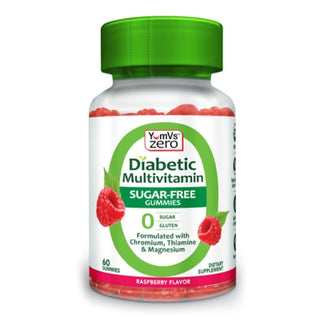 YumV's Zero - Diabetic Multivitamin Supplement Chromium / Thiamine / Magnesium Gummy 60 per Bottle Raspberry Flavor - 6001-06-YMV