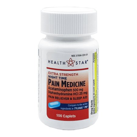 McKesson - Nightime Pain / Allergy Relief 500 mg Strength Acetaminophen / Diphenhydramine HCl Capsule 100 per Bottle - 224-01-HST