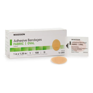 McKesson - Adhesive Strip 1 X 1-1/4 Inch Fabric Oval Tan Sterile - Box of 100 - 16-4800