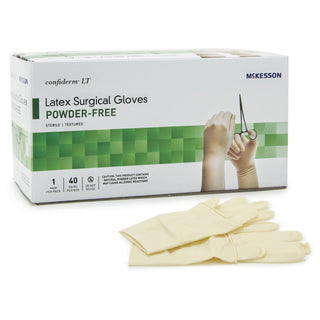 McKesson McKesson Confiderm LT Surgical Glove Size 8 Sterile Latex Standard Cuff Length Bisque Ivory Not Chemo Approved - Box of 40 - 3159VA