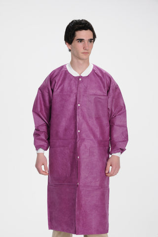 Valumax International Lab Coat Valumax Extra-Safe Cranberry 2X-Large Knee Length Limited Reuse Pack of 10 - 3660CY2XL