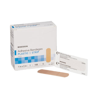 McKesson - Adhesive Strip 1 X 3 Inch Plastic Rectangle Tan Sterile - Box of 100 - 16-4821