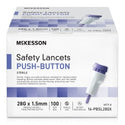 Mckesson Safety Lancet 28 Gauge Retractable Push Button Activation Finger - 16-PBSL28GX
