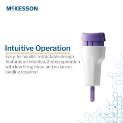 Mckesson Safety Lancet 28 Gauge Retractable Push Button Activation Finger - 16-PBSL28GX