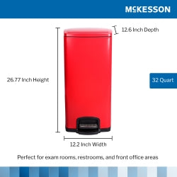 Mckesson Trash Can 32 Quart / 8 gal. Red Metal Square - 16-35267