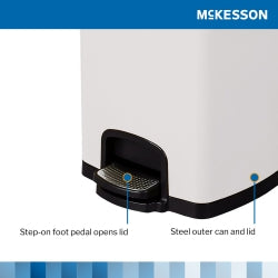 Mckesson Trash Can 20 Quart / 5 gal. White Metal Square - 16-35269
