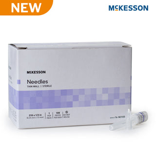 McKesson Hypodermic Needle 1/2 Inch Length 31 Gauge Thin Wall Without Safety - 16-N3105