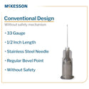 Hypodermic Needle McKesson 1/2 Inch Length 33 Gauge Thin Wall Without Safety - 16-N3305