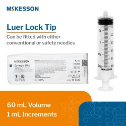 McKesson General Purpose Syringe 60 mL Luer Lock Tip Without Safety - 16-S60C