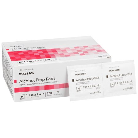 McKesson - Alcohol Prep Pad 70% Strength Isopropyl Alcohol Individual Packet Medium Sterile - 58-204