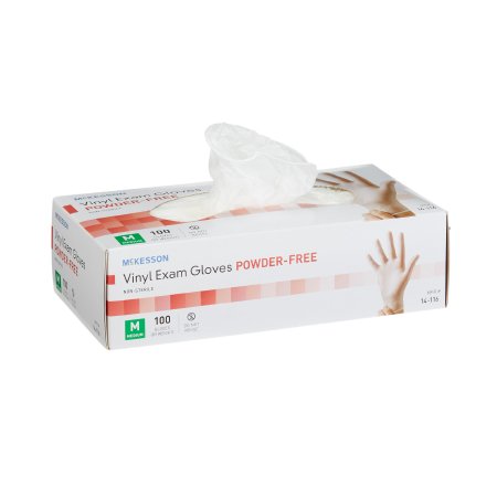 McKesson - Exam Glove Medium NonSterile Vinyl Standard Cuff Length Smooth Clear Not Chemo Approved - 14-116