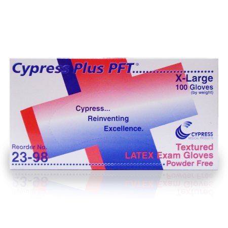 Cypress Plus PFT - Exam Glove X-Large NonSterile Latex Standard Cuff Length Fully Textured Ivory Not Chemo Approved - 23-98
