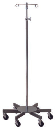 McKesson - Infusion Pump Stand Floor Stand 2-Hook 6-Leg, 3 Inch Rubber Wheel, Ball-Bearing Casters, 26 Inch Diameter Epoxy-Coated Steel Base - 81-43408