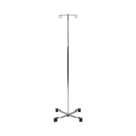 McKesson - IV Stand Floor Stand 2-Hook 4-Leg, Dual-Wheel Nylon Casters, 22 Inch Epoxy-Coated Steel Base - 81-11300