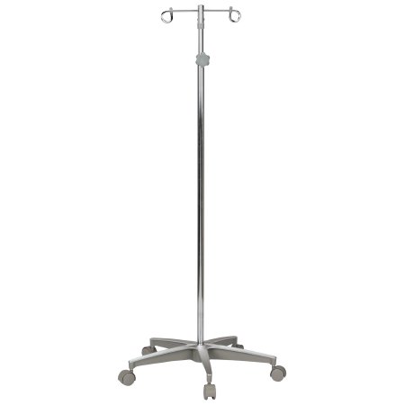 McKesson - IV Stand Floor Stand 2-Hook 5-Leg, Dual-Wheel Nylon Casters, Cast Aluminum Base - 81-11350