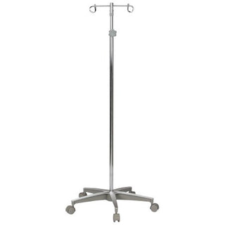 McKesson - IV Stand Floor Stand 2-Hook 5-Leg, Dual-Wheel Nylon Casters, Cast Aluminum Base - 81-11350