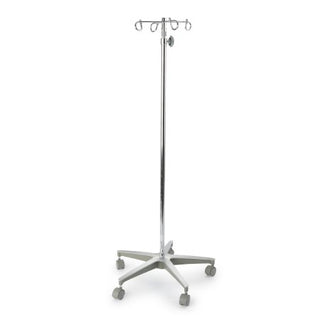 McKesson - IV Stand Floor Stand 4-Hook 5-Leg, Dual-Wheel Nylon Casters, Cast Aluminum Base - 81-11360