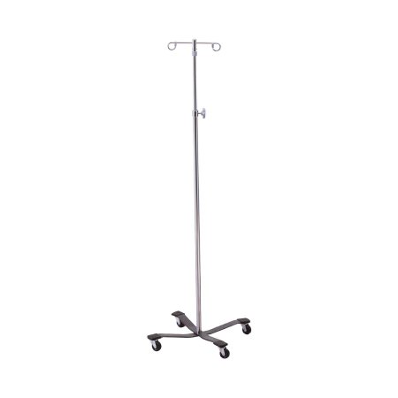 McKesson - IV Stand Floor Stand 2-Hook 4-Leg, Rubber Wheel, Ball-Bearing Casters, 22 Inch Epoxy-Coated Steel Base - 81-43403