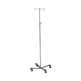 McKesson - IV Stand Floor Stand 2-Hook 4-Leg, Rubber Wheel, Ball-Bearing Casters, 22 Inch Epoxy-Coated Steel Base - 81-43403