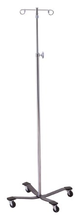 McKesson - IV Stand Floor Stand 4-Hook 4-Leg, Rubber Wheel, Ball-Bearing Casters, 22 Inch Epoxy-Coated Steel Base - 81-43406