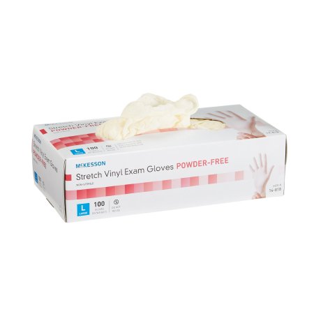 McKesson - Exam Glove Large NonSterile Stretch Vinyl Standard Cuff Length Smooth Ivory Not Chemo Approved - 14-818