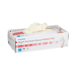 McKesson - Exam Glove Large NonSterile Stretch Vinyl Standard Cuff Length Smooth Ivory Not Chemo Approved - 14-818