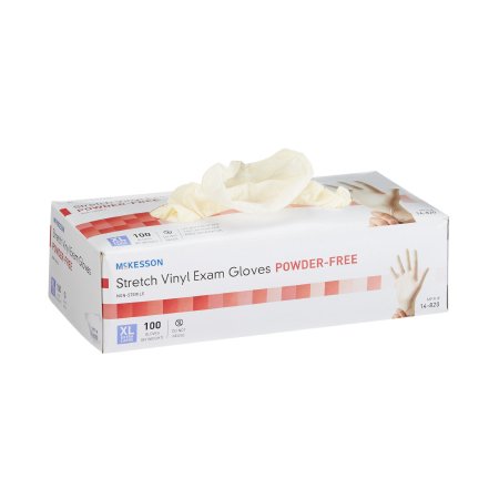McKesson - Exam Glove X-Large NonSterile Stretch Vinyl Standard Cuff Length Smooth Ivory Not Chemo Approved - 14-820