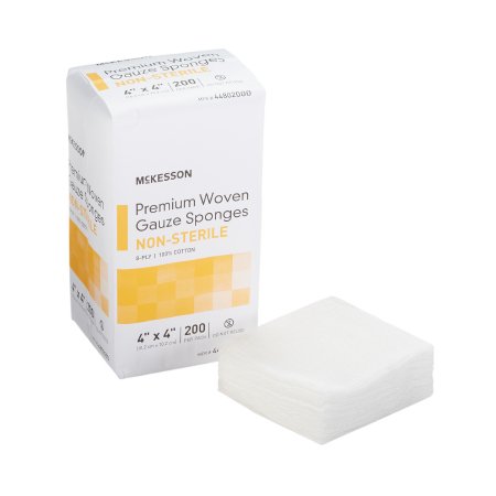 McKesson - Gauze Sponge Woven Cotton 8-Ply 4 X 4 Inch Square NonSterile - 44802000