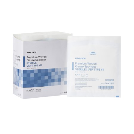 McKesson - USP Type VII Gauze Sponge Cotton 12-Ply 4 X 4 Inch Square Sterile - 16-42412