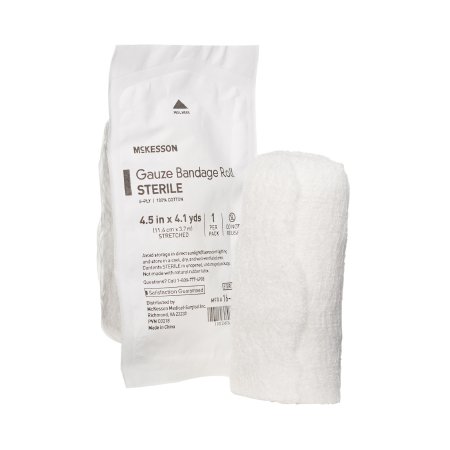 McKesson - Fluff Bandage Roll Cotton 6-Ply 4-1/2 Inch X 4-1/10 Yard Roll Shape Sterile - 16-4264