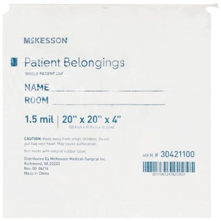 McKesson - Patient Belongings Bag 4 X 20 X 20 Inch Polyethylene Drawstring Closure White - 30421100