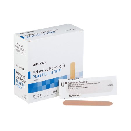 McKesson - Adhesive Strip 3/4 X 3 Inch Plastic Rectangle Tan Sterile - 16-4823