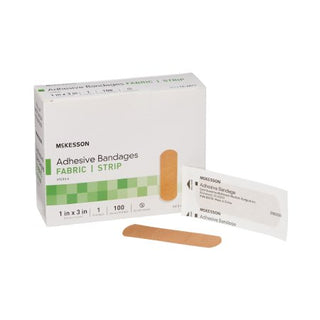 McKesson - Adhesive Strip 1 X 3 Inch Fabric Rectangle Tan Sterile - 16-4811