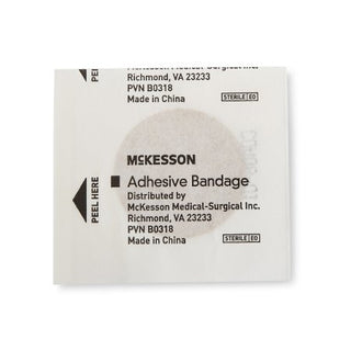 McKesson - Adhesive Spot Bandage 1 Inch Plastic Round Tan Sterile - 16-4822