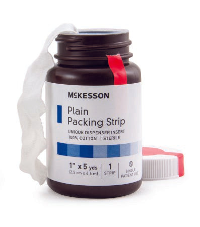 McKesson - Wound Packing Strip Plain Cotton Non-impregnated Large 1 Inch X 5 Yard 1 Count Sterile - 61-59320