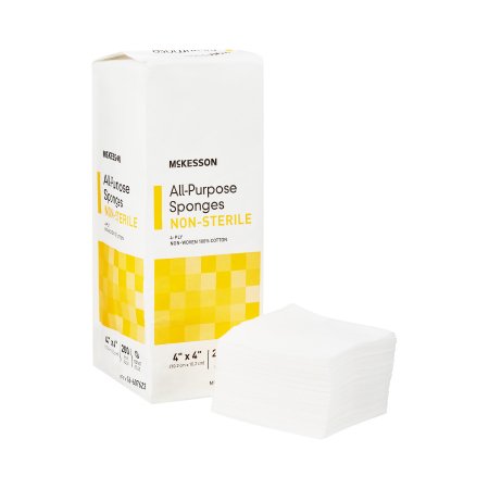 McKesson - Nonwoven Sponge Cotton 4-Ply 4 X 4 Inch Square NonSterile - 16-607623