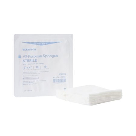 McKesson - Nonwoven Sponge Cotton 4-Ply 4 X 4 Inch Square Sterile - 16-602326