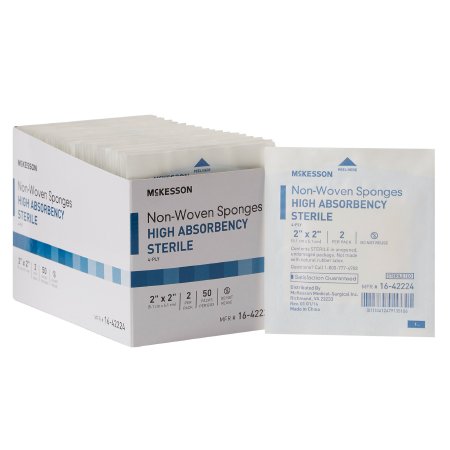 McKesson - Nonwoven Sponge Polyester / Rayon 4-Ply 2 X 2 Inch Square Sterile - 16-42224
