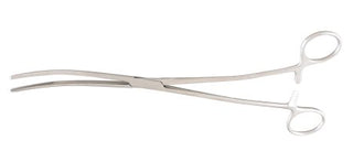 McKesson Argent - Dressing Forceps Bozeman 10-1/2 Inch Length Surgical Grade Stainless Steel NonSterile Ratchet Lock Finger Ring Handle Double Curved Serrated Tips - 43-1-374