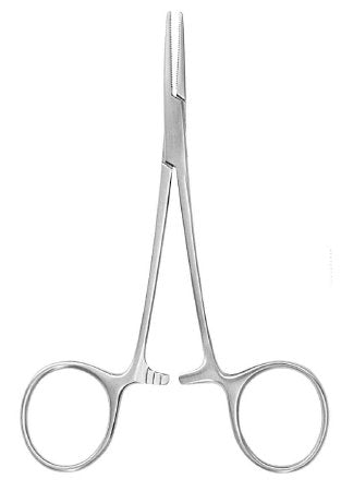 McKesson Argent - Hemostatic Forceps Hartmann-Mosquito 3-1/2 Inch Length Surgical Grade Stainless Steel NonSterile Ratchet Lock Finger Ring Handle Curved - 43-1-421