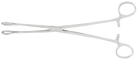 McKesson Argent - Sponge Forceps Foerster 9-1/2 Inch Length Surgical Grade Stainless Steel NonSterile Ratchet Lock Finger Ring Handle Straight Serrated Tips - 43-1-577